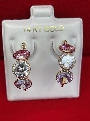 14k yellow gold multicolor stone wire earring - Image 1 of 4