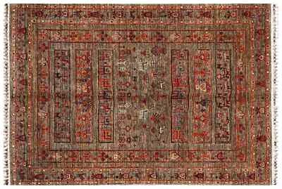 Afghan Ziegler Khorjin Ariana Carpet 120x180 Hand-knotted Brown Striped - Image 1 of 4