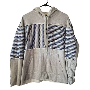 Promesa US Women's Size L Mixed Media 100% Cotton Striped Hooded Sweatshirt - Picture 1 of 9