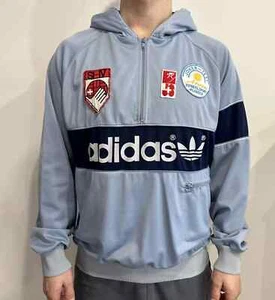 VINTAGE 1980s 80s ADIDAS ZIP HOODIE TRACK JACKET SHV SWISS LEAGUE WEST GERMANY L - Picture 1 of 15