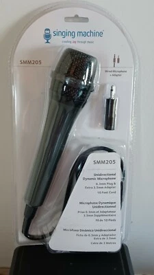 Singing Machine SMM205 Unidirectional Dynamic Wired  Microphone + Adapter. - Image 1 of 4