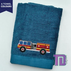 Fire truck Embroidered Bath Sheet Towel - Picture 1 of 2