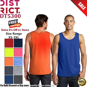 District DT5300 Mens Sleeveless The Concert Round Neck Stylish Tank Top - Picture 1 of 12