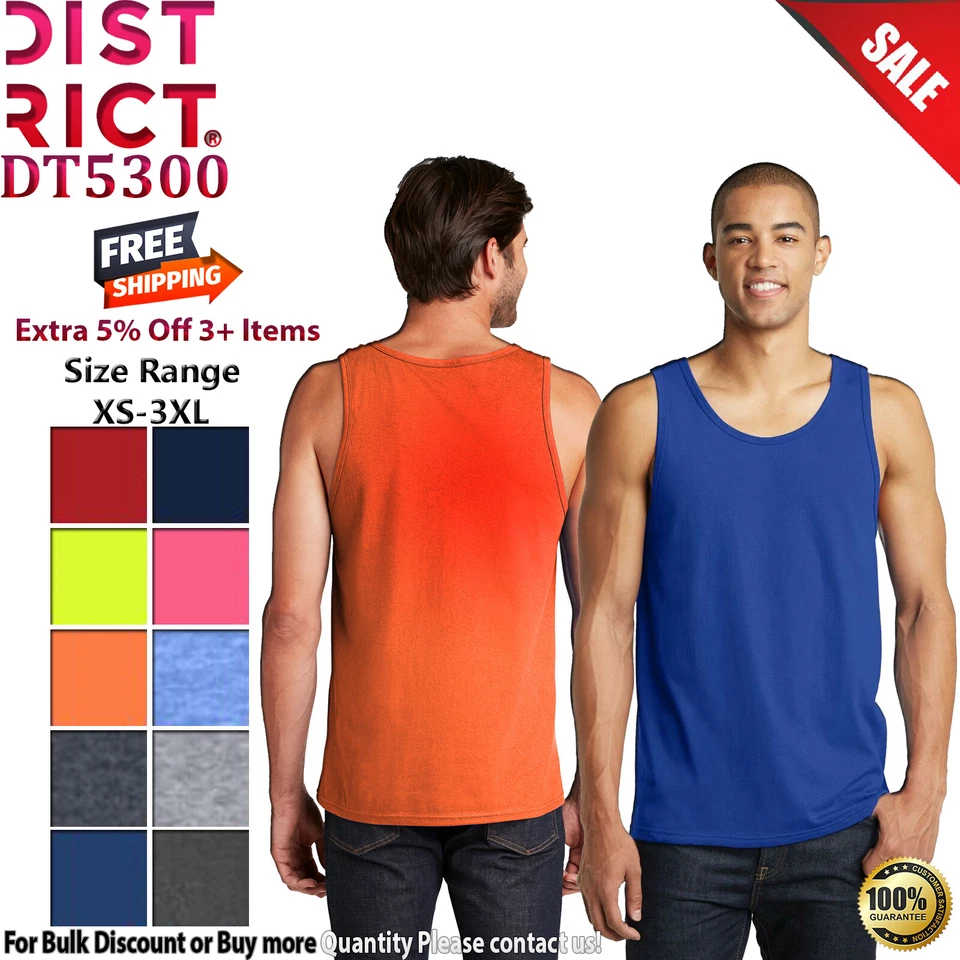 Camiseta sin mangas District DT5300 para hombre The Concert cuello redondo elegante Foto 1 de 1