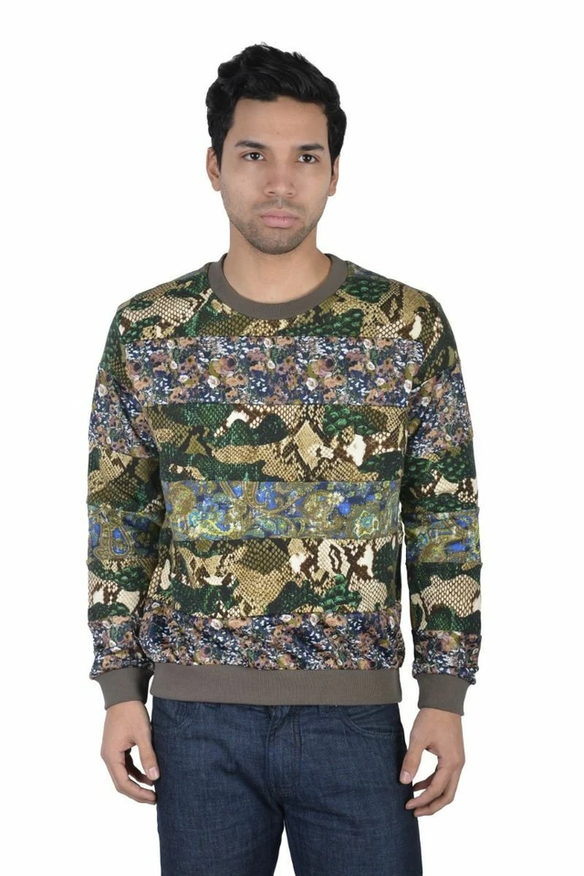 MSGM Men's Multi-Color Floral Print Crewneck T-Shirt US XS IT 46