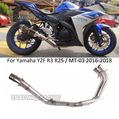 Tubo de escape de cabezal delantero para motocicleta 51 deslizable para Yamaha YZF R3 R25 MT-03 Foto 1 de 4