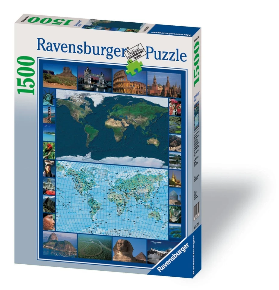 PUZZLE RAVENSBURGER 1500 PZ LA TERRA CARTA FISICA E IMMAGINE SATELLITARE 16375 - Immagine 1 di 1
