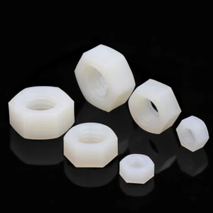 M2 M2.5 M3 M4 M5 M6 M8 M10 M12 M16 M14 M20 White Nylon Hex Full Nuts Plastic Nut - Picture 1 of 7