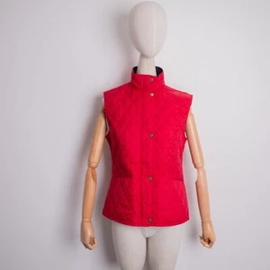 Barbour Womens Summer Liddedale Button-Up Red Quilted Waistcoat Vest Size 8 M - Picture 1 of 7