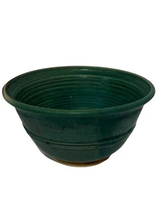 Vintage Isabel Perez Judge Studiokeramik glasiert grün gerippt Fußschale - Bild 1 von 9
