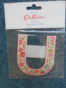 BNIP ORIGINAL CATH KIDSTON IRON ON SEW ON PINK FLORAL ALPHABET LETTER 'U' PATCH - Picture 1 of 7