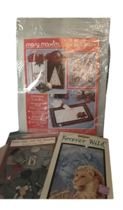 VINTAGE ASST COUNTED CROSS STITCH LOT OF 3 CHRISTMAS BAGS MUGS PLACEMENTS - Picture 1 of 6