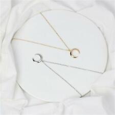 Women Statement Bib Crescent Moon Pendant Choker Jewelry Horn Chain Necklace
