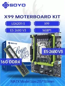 SOYO X99 D4 Motherboard Kit LGA 2011-3 Set With Intel Xeon E5 2680 V3 CPU Proces - Picture 1 of 10