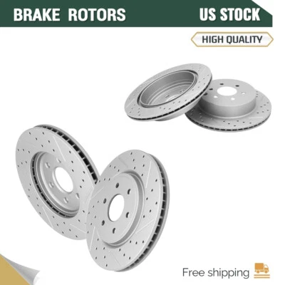 Front and Rear Drilled Slotted Brake Rotors Set for Nissan Pathfinder 2005-2012 - Изображение 1 из 4