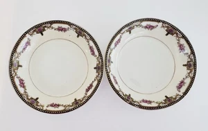 Krescent Ware Japan Menge zwei Obst Dessert Schalen Goldrand Rosa Blumen Swag - Bild 1 von 14