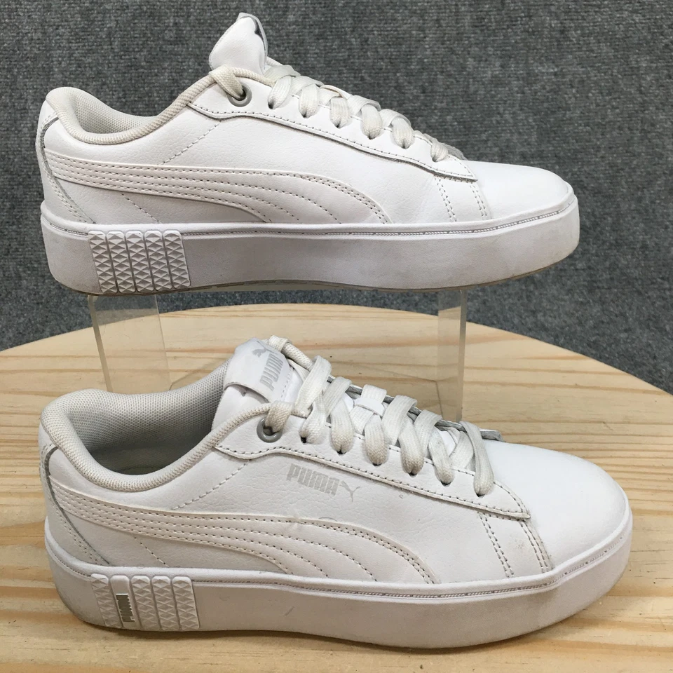 Puma Shoes Womens 7 Smash Platform V2 Sneakers White Lace Up Low Top 394006-01 - Image 1 of 4