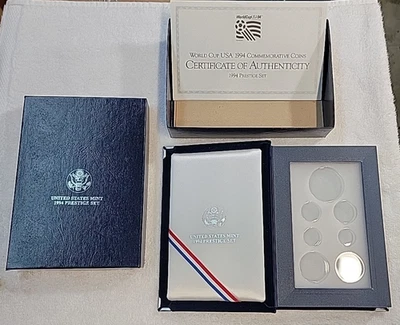 1994 PRESTIGE Proof Set. U.S. Mint World Cup Silver Dollar BOX CASE COA NO COINS - Image 1 of 4