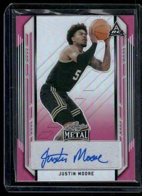 2021-22 Leaf Metal #PA-JM1 Justin Moore Pink #5/25 JERSEY NUMBER - Image 1 of 2