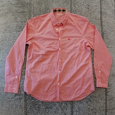 Burberry Brit Button Up Shirt Men's Large Red Gingham Check Preppy 100% Cotton Foto 1 de 4