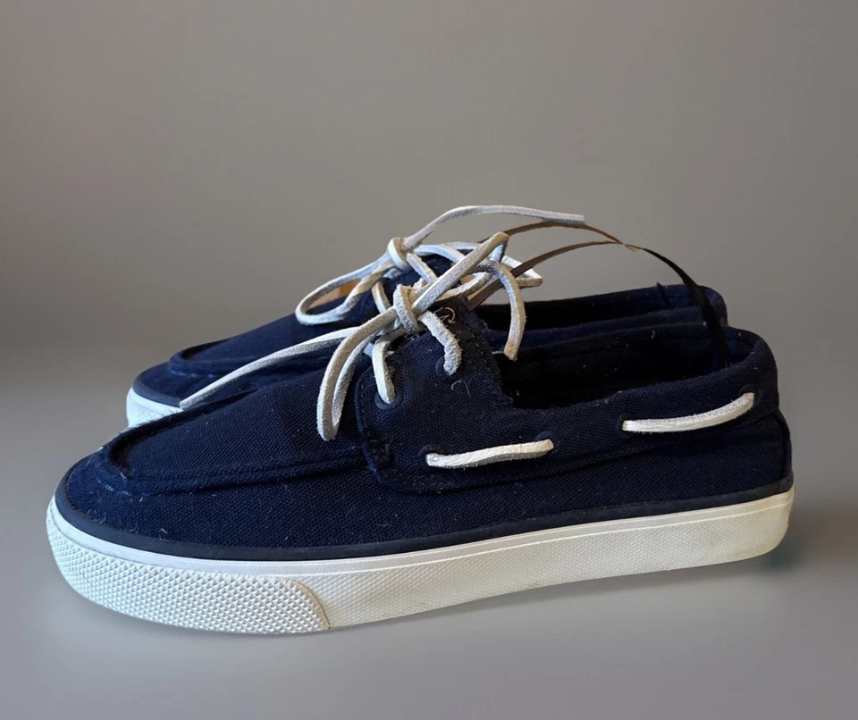Cordones de cuero de lona azul marino Sperry para mujer 6,5 plantillas de corcho estado excepcional. Foto 1 de 4