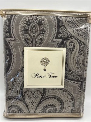 Rose Tree  tailored valance PORTICI  color Pewter gray. 17 X 80” Paisley. NEW - Image 1 of 4