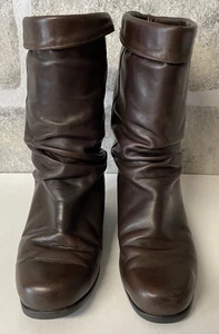 Vintage Santana Canada 833 Brown Leather Ruched Slouchy Boots Size 9W READ - Picture 1 of 12