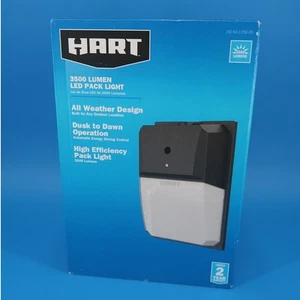 HART 3500 Lumens Hardwire Pack Light with Clear Lens Cover, Dusk to Dawn, Black - Picture 1 of 7