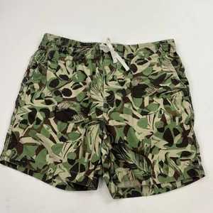 J Crew Dock Short Jungle Leaf Camo Stretch Waist Size Large Chino Drawstring - Picture 1 of 8
