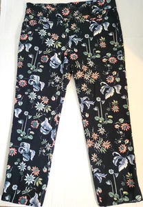 Ann Taylor Devin Fit Damengröße 8 marineblau Blumendruck gerades Bein Baumwollhose - Bild 1 von 11