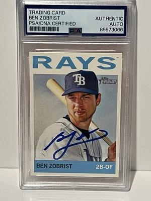 BEN ZOBRIST 2013 Topps Heritage #36 Signed Auto Autographed Tampa Bay Rays PSA - Image 1 of 2