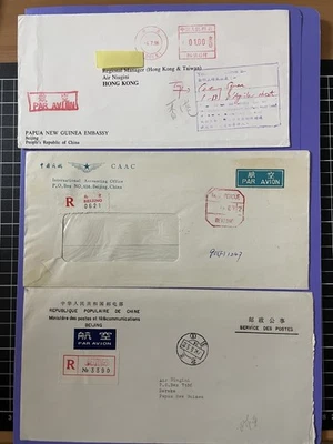 C1449: China PRC 3 cubiertas para Air Niugini (HK) o PNG, condiciones mixtas. Foto 1 de 2