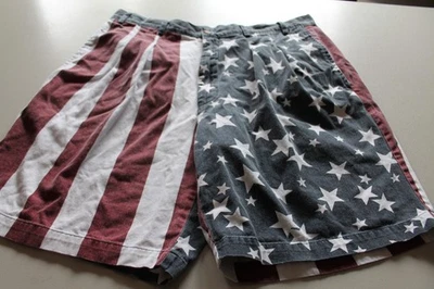 Pantalones Cortos Hombre Structure Desteñidos Rojo, Blanco y Azul Bandera Patriótica Talla 38 Foto 1 de 4