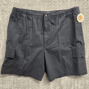 Haggar The Weekend Cargo Shorts Mens 42 w/ 9” Ins Drawstring Relaxed Navy Blue - Picture 1 of 8