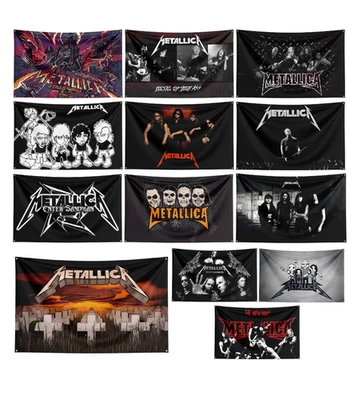 Metallica Heavy Rock Metal Band Flag Banner Wall Hang Tapestry + 4 Brass Grommet - Image 1 of 4