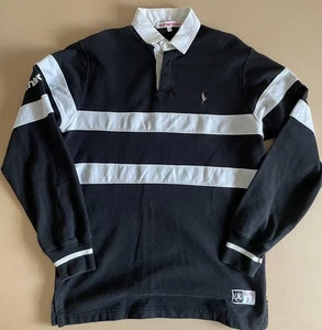 Richardson Rugby Shirt Black White Long Sleeve Polo Top | Size M | Streetwear - Foto 1 di 4