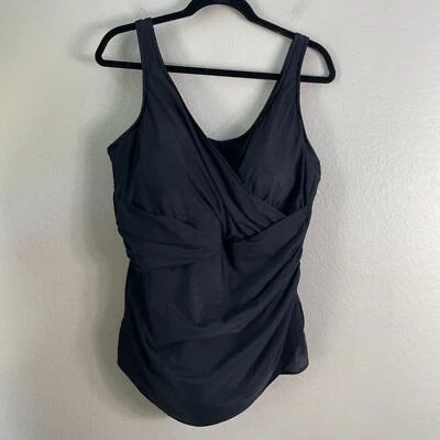 Traje de baño Miraclesuit para mujer Plus 22W negro de una pieza drapeado frontal Foto 1 de 4