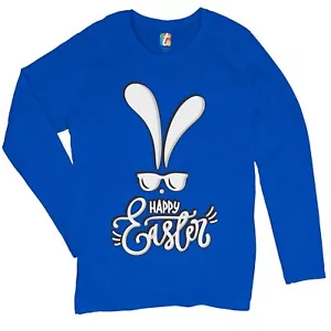 Happy Easter Bunny Ears Women's Long Sleeve T-shirt Religious Jesus Christ - Picture 1 of 56