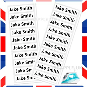 50 PERSONALISED IRON ON NAME LABELS SCHOOL UNIFORM CARE HOME TAGS EASY APPLY - Picture 1 of 1