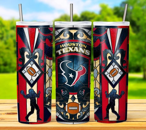 20oz Houston Texans tumbler with box, lid and straw Cover