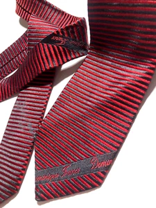 DOMINIQUE FRANCIA 3 ESTRELLAS rango LOGO CORBATA ROJO RAYAS HECHO A MANO GAMA ALTA NEGRO - Imagen 1 de 16