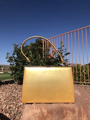 Vintage Japanese Kimono Bag Yellow Gold Trim Design Formal Evening Bag Used - Image 1 of 4