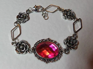 ESTILO VICTORIANO - ROSA DIAMANTE - ROSA CALIENTE AC PULSERA PLATEADA CRISTAL DR - Imagen 1 de 6