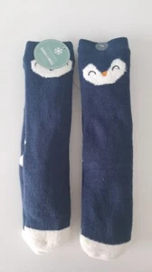 Barnes & Noble Warm Socks Faux Sherpa Lining kids 3-6 years Penguin non-slip - Picture 1 of 9