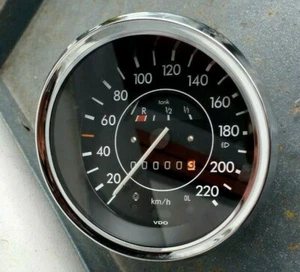 VW Beetle 1303 Speedometer up To 220 Km/H Complete Refurbished With Chrome Ring - Picture 1 of 2