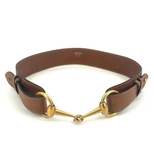 GUCCI Horsebit Belt Leather Brown 78-28 size Gold Hardware Authentic - Picture 1 of 24