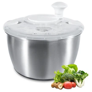 Salatschleuder Edelstahl Salad Spinner mit Deckel salatschleuder Weiß 4,5 Liter - Bild 1 von 6