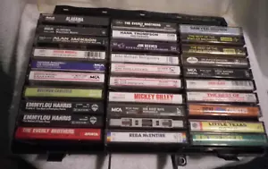 30 vintage country music cassette tapes lot Hank Thompson signed Tillis w/ case - Picture 1 of 13