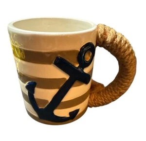 Anchor mug by Mud Pie braided rope handle - Picture 1 of 3