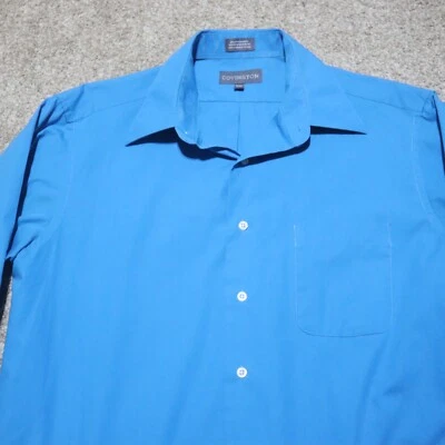 Covington Solid Bright Blue Button Front Shirt Adult Men's Size M 15 15.5 32-33 - Image 1 of 4
